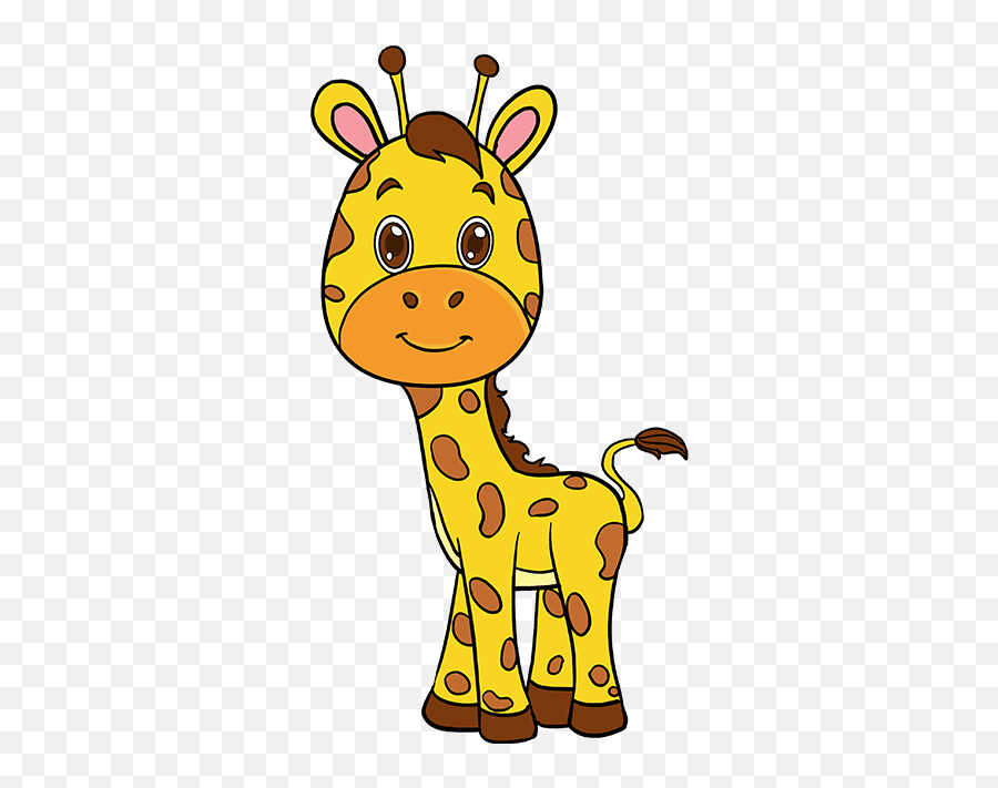 How To Draw A Baby Giraffe - Really Easy Drawing Tutorial Baby Cartoon Giraffe Drawing Emoji,Giraffe Emoji.com