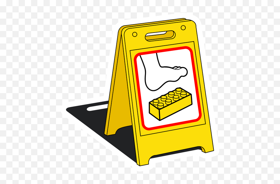 Caution Sign Lego On The Floor Sticker - Sticker Mania Horizontal Emoji,Caution Emoji