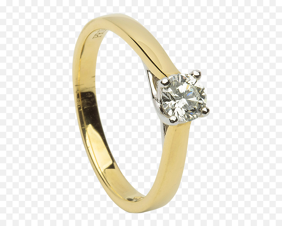Sterling Silver And Yellow Gold Plate Cubic Zirconia Single Stone Promise Ring - Solid Emoji,Wedding Ring Emoji
