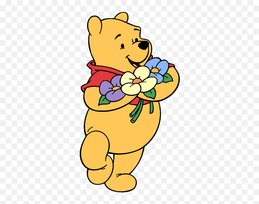 P - Cartoon Winnie The Pooh With Flowers Emoji,Roo Panda Emoji