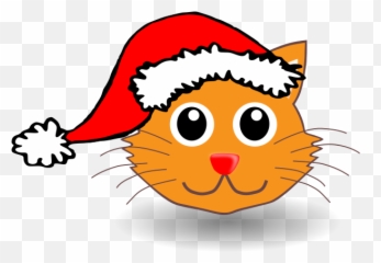 Cat With Santa Claus Hat Vectopr - Christmas Clipart Emoji