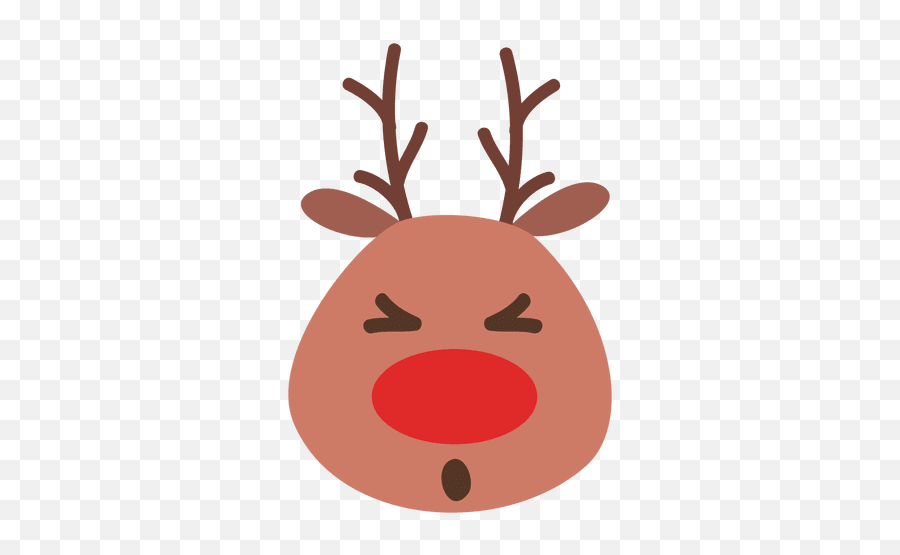 Squint Eye Reindeer Face Emoticon 40 - Funny Christmas Emoji,Reindeer Emoji