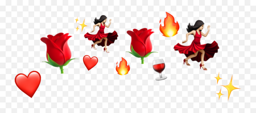 Redemojiwinedanceheartsrosesfirecrown - Heart Emoji,Dance Emoji