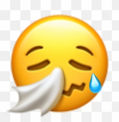 Sad Crying Cry Sniff Tissues Sick Emoji - Edited Sad Emoji,Tissue Emoticon