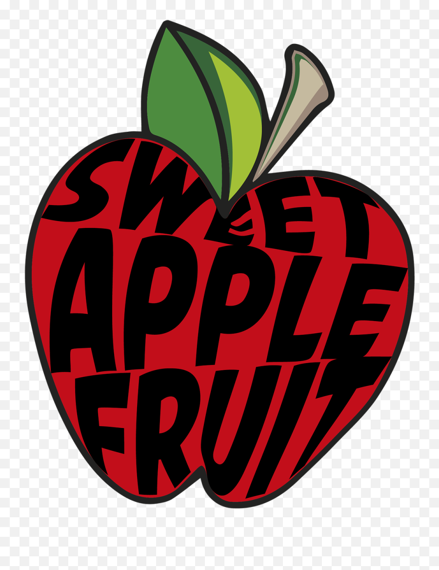 Drawing Apple Fruit Text Red - Apple Emoji,Fire Emoji Apple