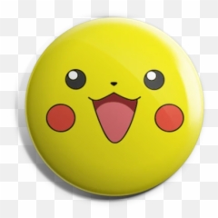 Pikachu Face Badge Magnet - Smiley Emoji,Pikachu Emoticon