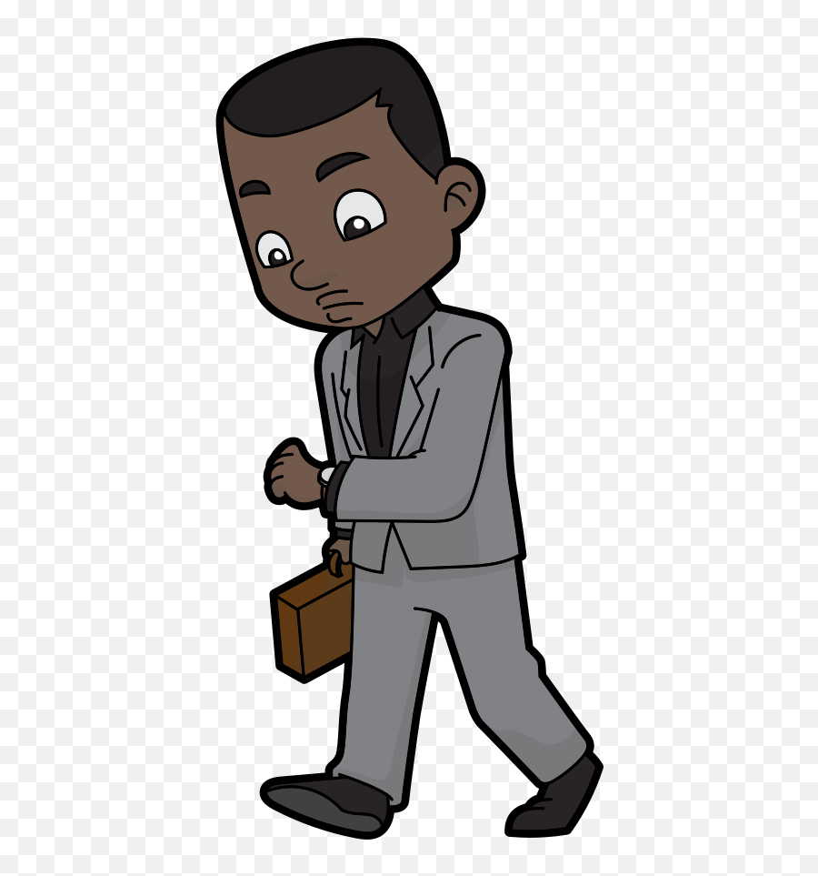 Cartoon Black Businessman Checking - Black Business Man Clipart Emoji,Emoji Clothes And Shoes