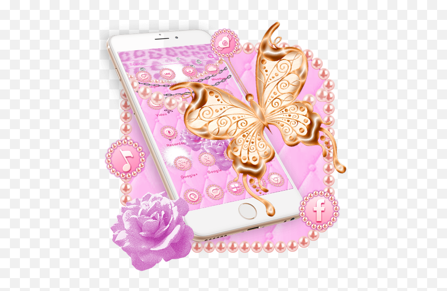 Download Pink Leopard Butterfly Themes U0026 Live Wallpapers - Rose Emoji,Butterfly Emoji