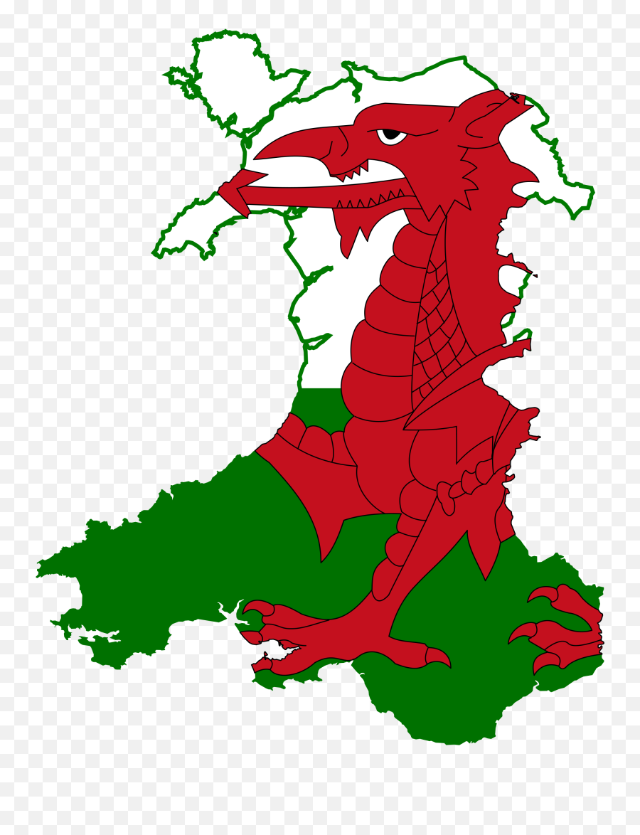 Wales Map Clipart - Wales Map With Flag Emoji,Welsh Flag Emoji