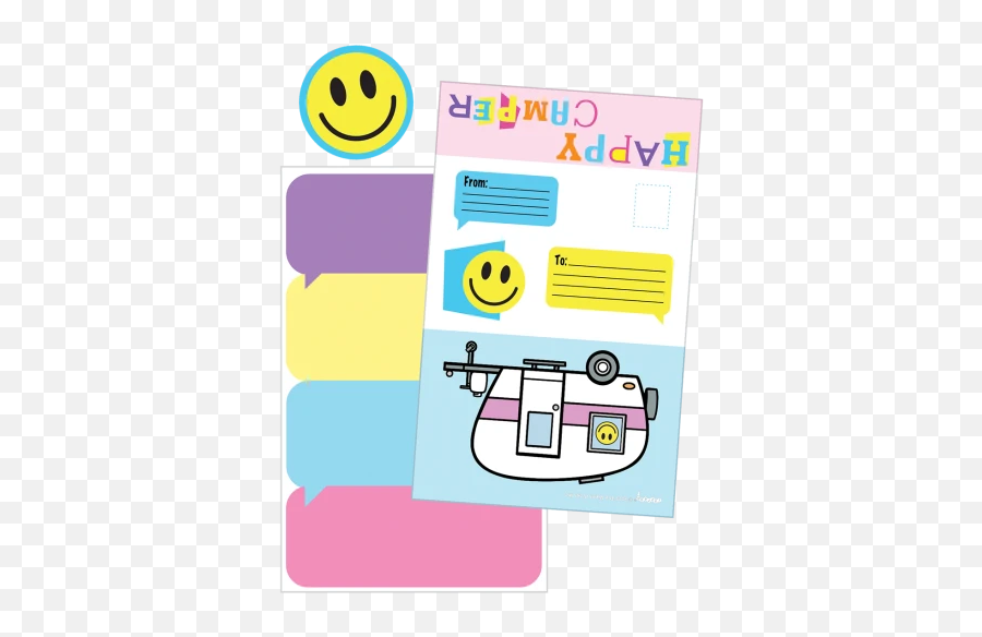 Happy Camper Foldover Cards - Smiley Emoji,Rectangle Emoticon