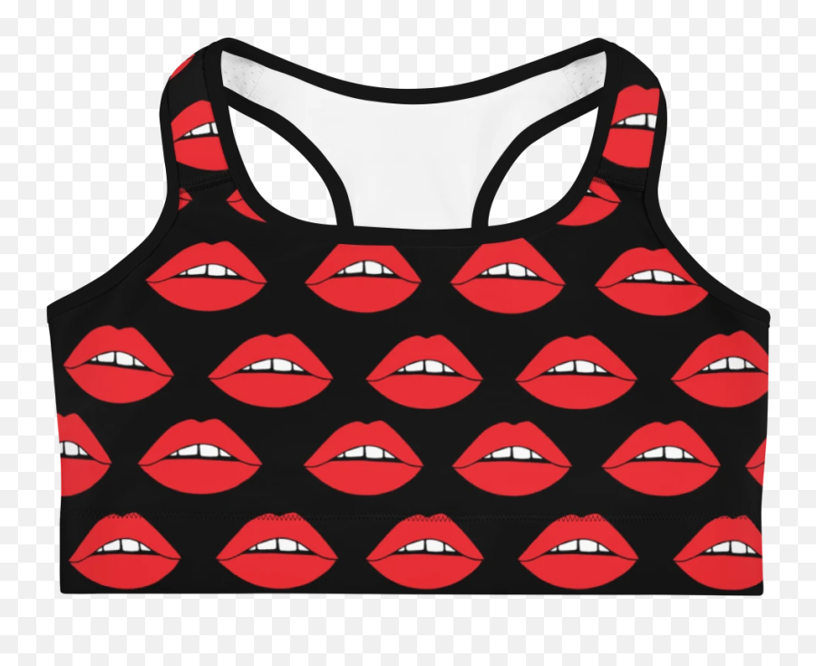 Red Lips On Black Sports Bra - Sports Bra Emoji,Red Lips Emoji
