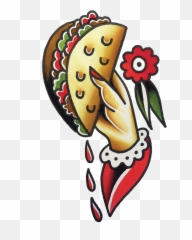Taco To Go - American Traditional Taco Tattoo Emoji,Tattoo Emoji
