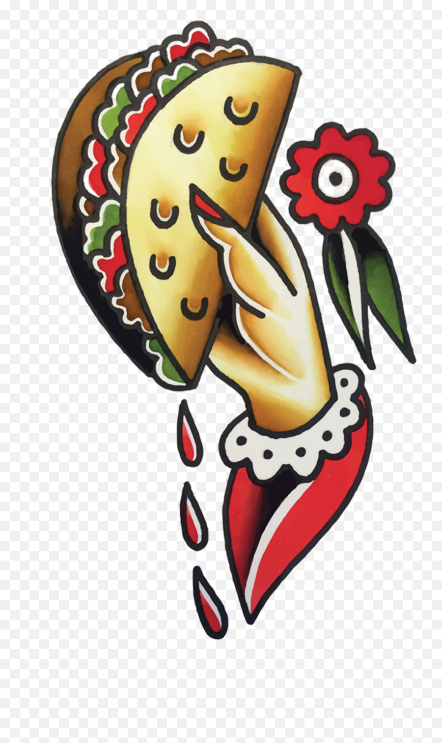 Taco To Go - American Traditional Taco Tattoo Emoji,Tattoo Emoji