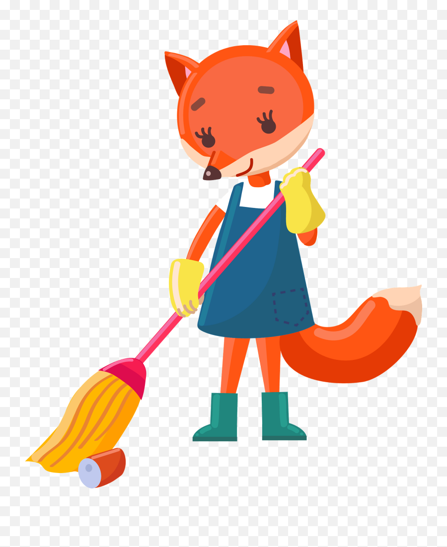 Fox Cleanup The Garbage Clipart Free Download Transparent - Broom Emoji,Trash Emoji