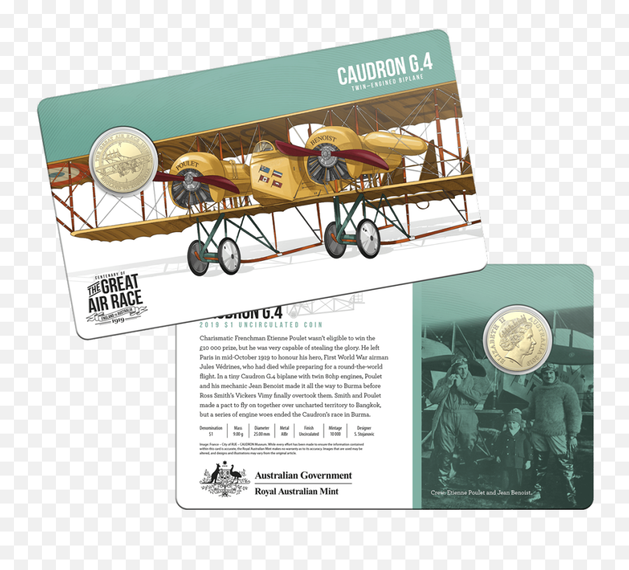 2019 1 Centenary Of The Great Air Race England To Australia - Vintage Advertisement Emoji,Plane And Note Emoji