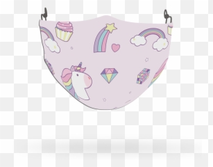Pink Unicorn Pattern Rainbow Face Covering Print 5 - For Teen Emoji