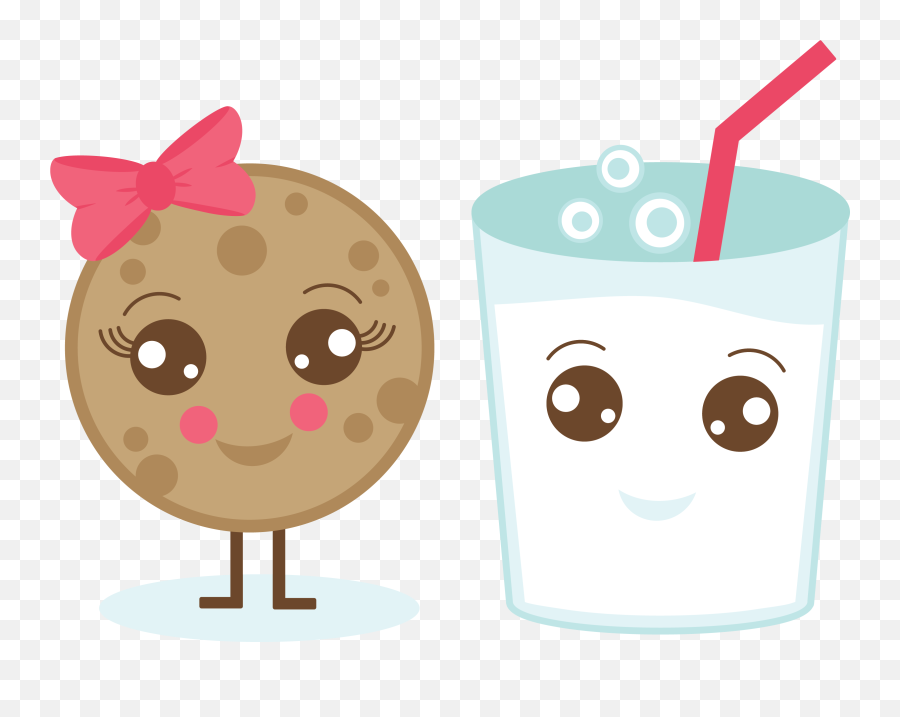 Clipart Cookies Glass Milk Clipart - Cute Milk And Cookies Emoji,Glass Of Milk Emoji