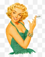 Woman Girl Blonde Portrait Female - Pin Up Smoking Emoji