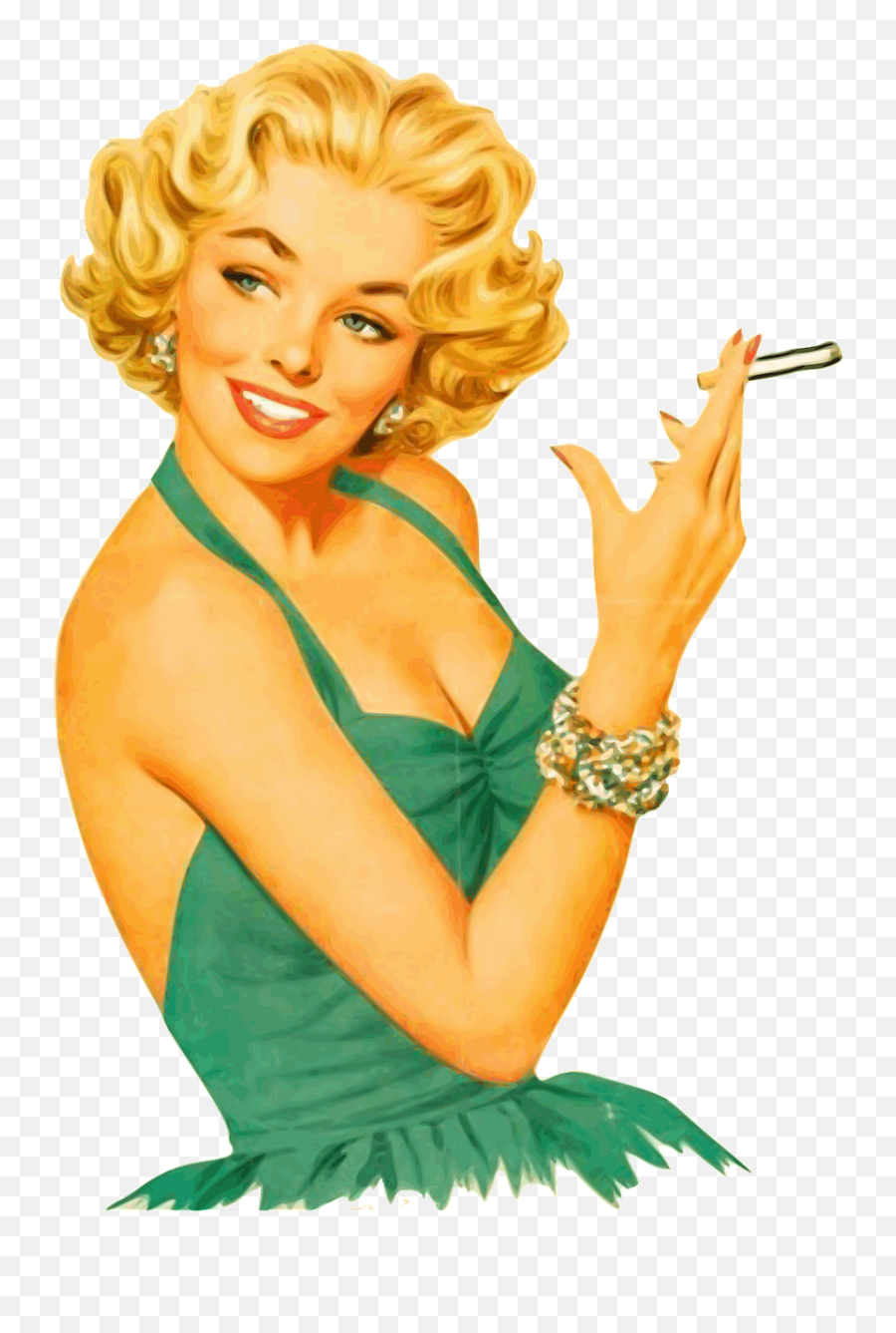 Woman Girl Blonde Portrait Female - Pin Up Girl Smoking Emoji,Girl Lipstick Dress Emoji