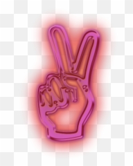 Peaceout Peacesign Neon Neonpink Freetoedit Remix - Transparent Background Emoji