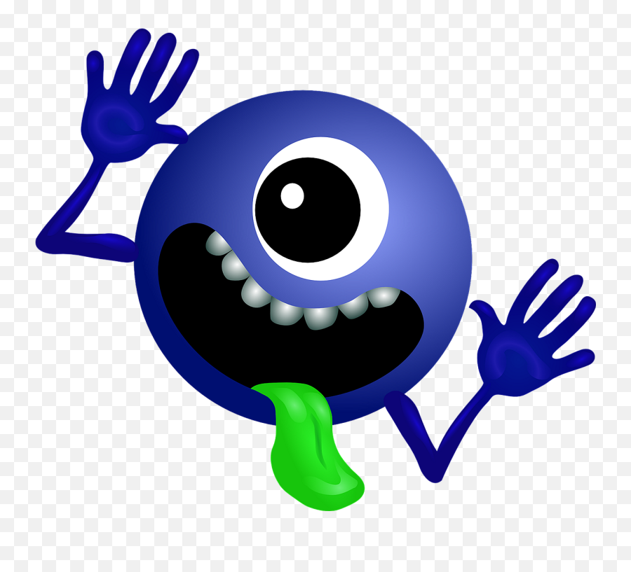 Alien Dark Blue Smiley Monster Cartoon - Galaxy Don T Panic Emoji,Crazy Emoticon