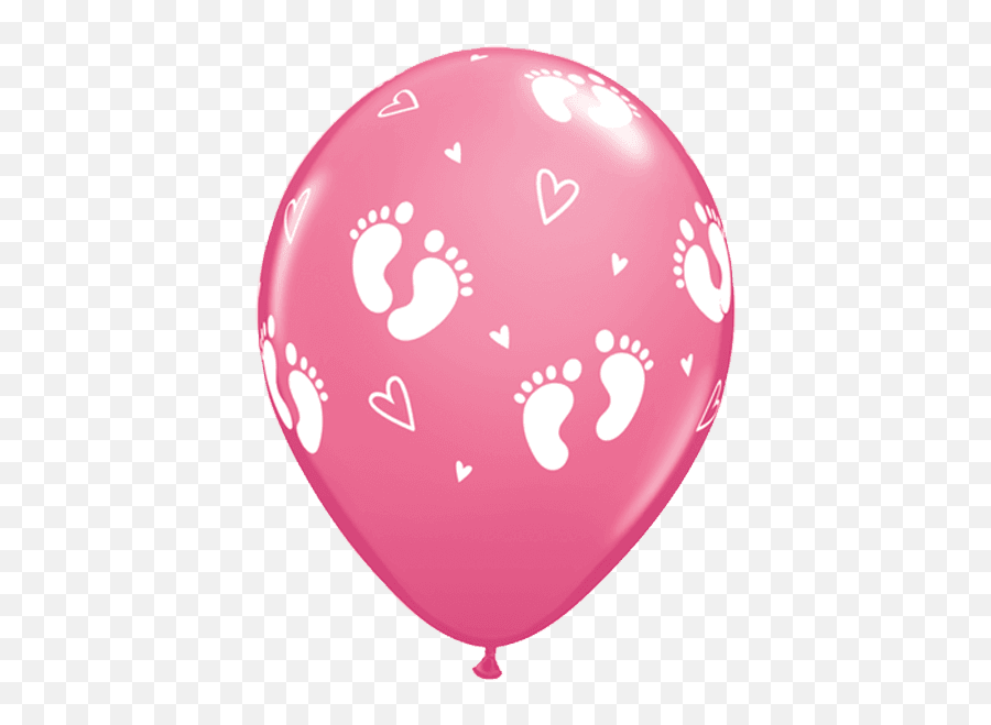 25 X 11 Rose Baby Footprints U0026 Hearts Qualatex Latex - Balloons With Baby Feet Emoji,Heart Emoji Balloons