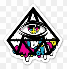 Triangle Clipart Trippy - Diamond Eye Sticker Png Download Illuminati Sticker Emoji,Triangle Mouth Emoji