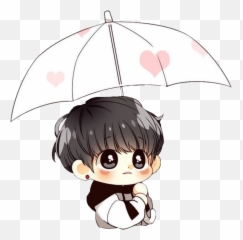 Bts Cute Chibi Rain Umbrella Jungkook - Jungkook Chibi Fan Art Emoji,10 Umbrella Rain Emoji