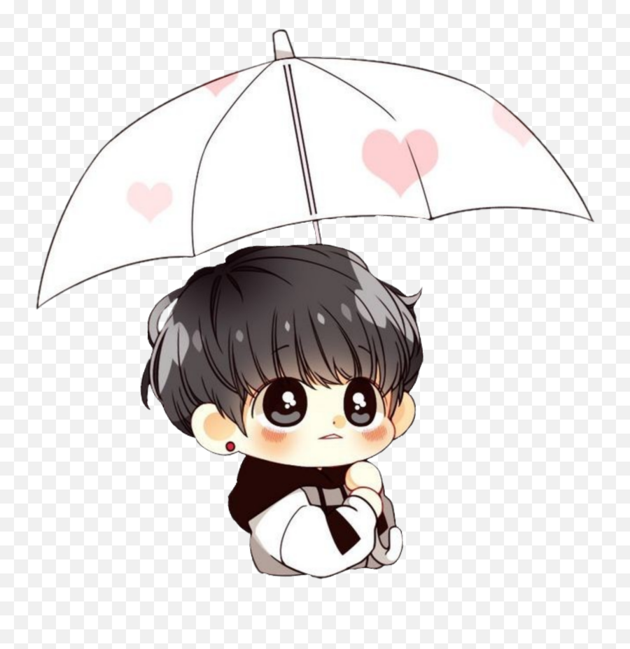 Bts Cute Chibi Rain Umbrella Jungkook - Jungkook Chibi Fan Art Emoji,10 Umbrella Rain Emoji