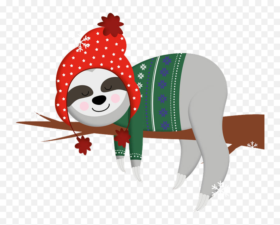 Winter Sloth Clipart - Sloth Winter Emoji,Sloth Emoji