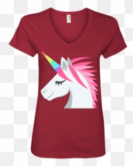 Unicorn Face Emoji Ladies V,Red Dress Emoji