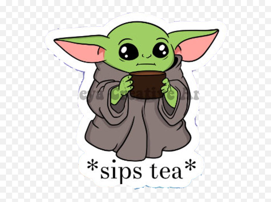 Yoda Meme Green Tea Teasip Freetoedit - Baby Yoda Drawing Easy Emoji,Sips Tea Emoji