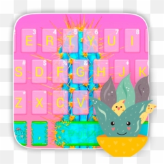 Pink Cartoon Cactus Keyboard Theme - Clip Art Emoji,Patriots Emoji Copy And Paste