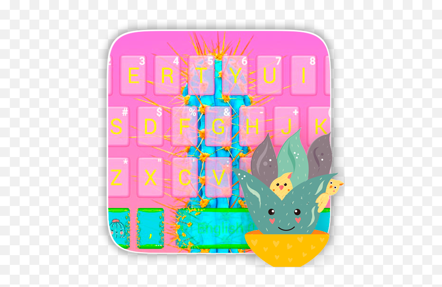 Pink Cartoon Cactus Keyboard Theme - Clip Art Emoji,Patriots Emoji Copy And Paste