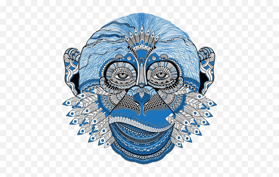 Decorated Monkey Face - Psychedelic Monkey Emoji,Family Emojis