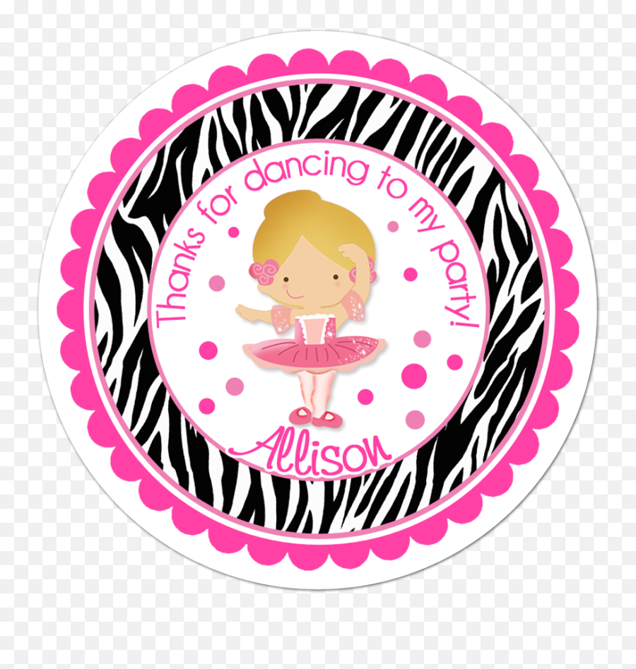 Ballerina Wide Zebra Print Border Personalized Sticker - Ballerina Barbie Clip Art Emoji,Ballerina Emoji