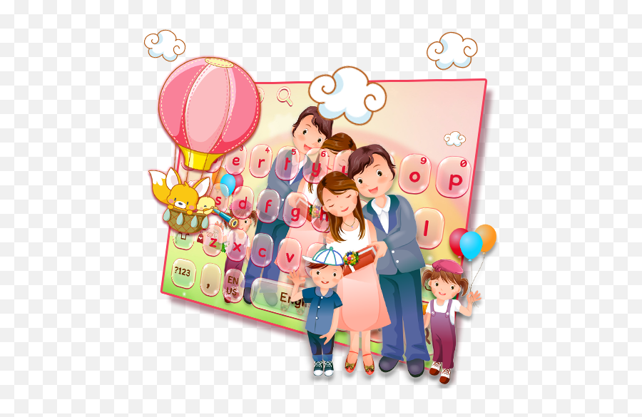 Happy Loving Family Keyboard Theme - Cartoon Emoji,Old Emoji Keyboard