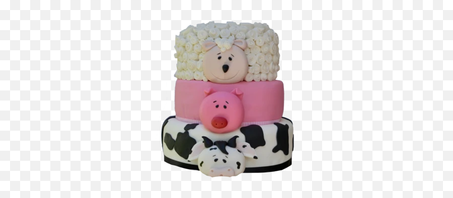Farm Animals Cake - Tiered Farm Animal Cake Emoji,Cow Cake Emoji