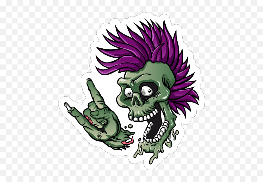 Punk Rock Cartoon Skull Sticker - Punk Skull Emoji,Punk Rock Emoji