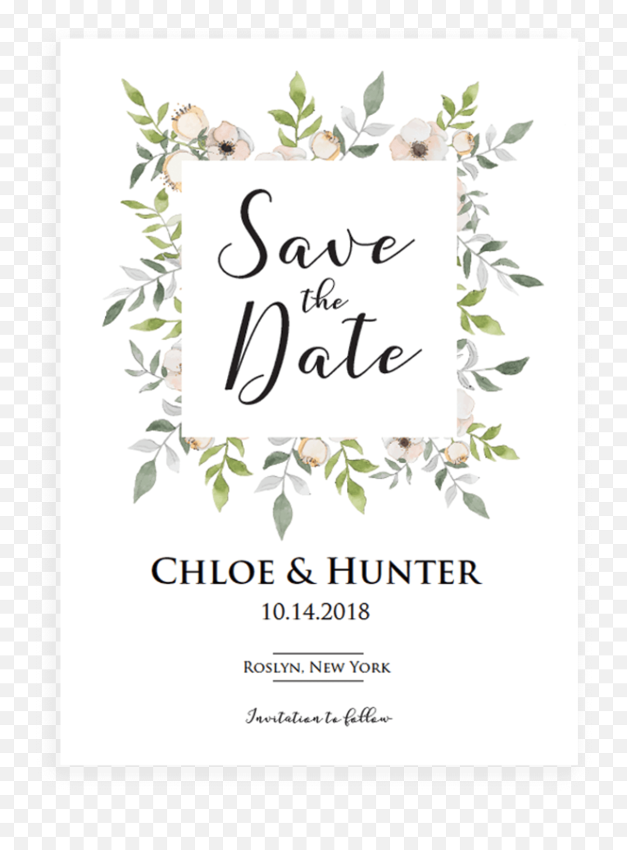 Botanical Save The Date Card Template - Wedding Invitation Emoji,Save The Date Emoji