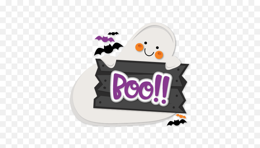 Halloween Ghost With Boo Sign Cuts Scrapbook Cut File - Boo Cute Halloween Sign Emoji,Boo Emoji