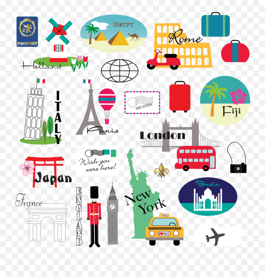 France Clipart Travel Themed France - Travel World Clipart Emoji,Fiji Flag Emoji