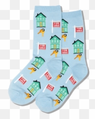 Womenu0027s Realtor Crew Socks - Light Blue Emoji