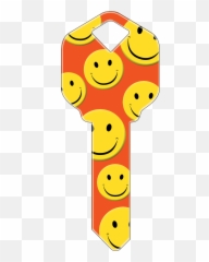 Happy Key u0027Happy Facesu0027 small headed painted house key blank - With Smiley Emoji