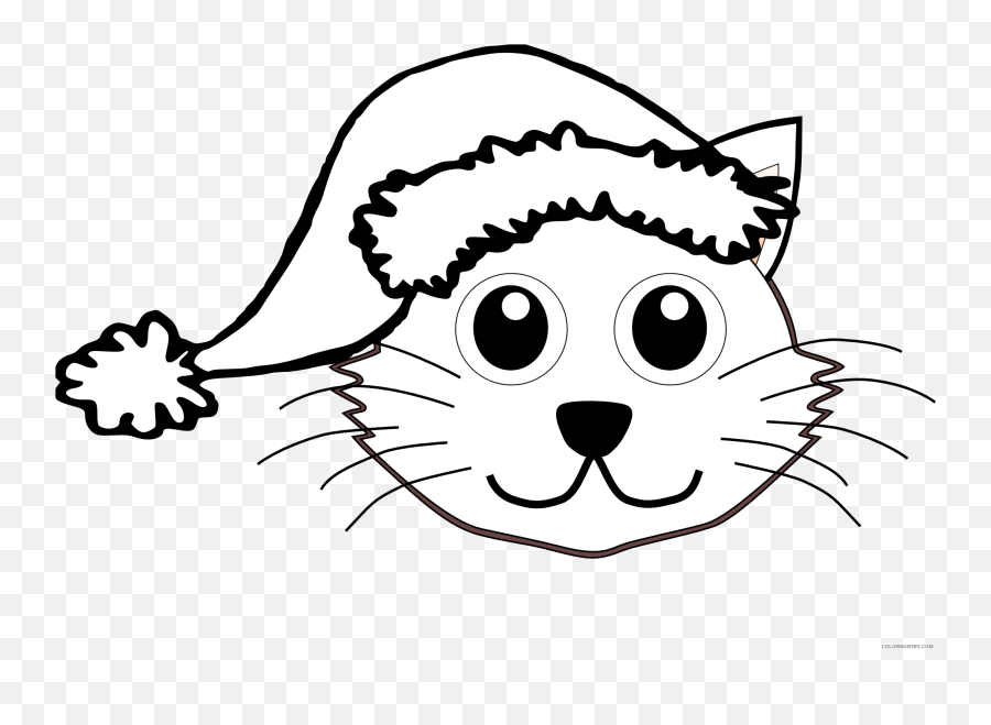 Cat Outline Coloring Pages Clipartist Cat Face Cartoon Santa - Clip Art Of Cartoons Black And White Emoji,Stink Face Emoji