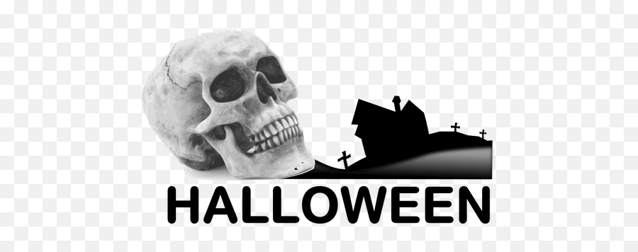 Scenery With Skull Vector Drawing - Desen De Halloween Craniu Emoji,Rip Emoticon