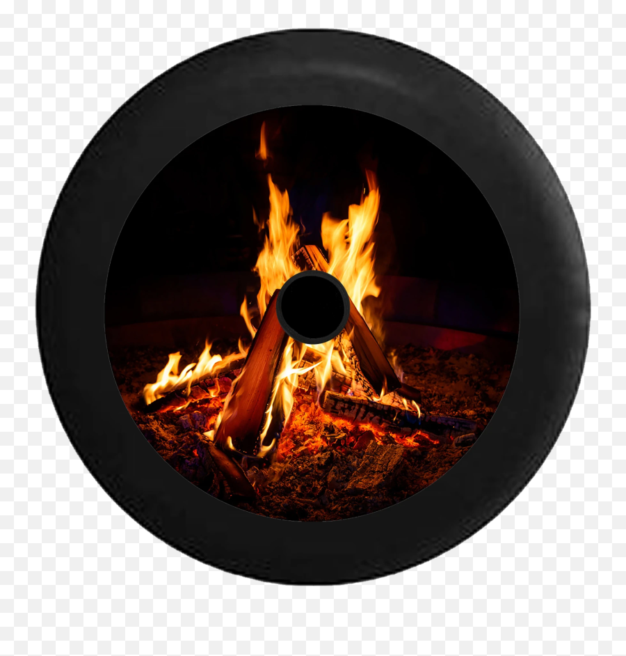 Jeep Wrangler Jl Backup Camera Cracking Campfire With Full Flames Jeep Camper Spare Tire Cover Black - Custom Sizecolorink R221 Wood Piece For Fire Emoji,Campfire Emoji