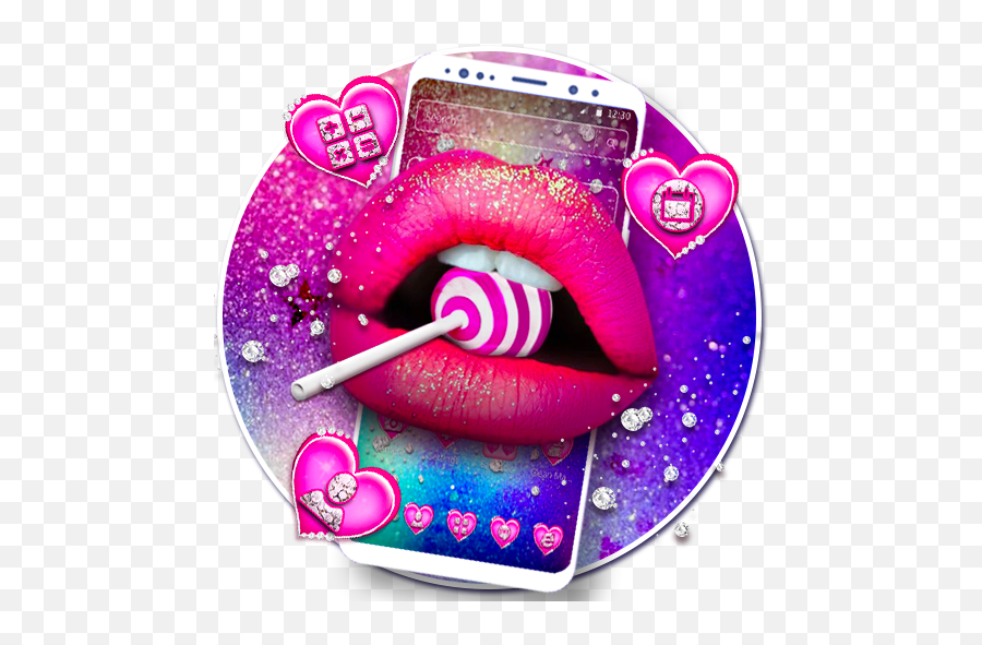 Glitter Pink Lips Sweet Love Theme U2013 Apps Bei Google Play - Girly Emoji,Pink Lips Emoji