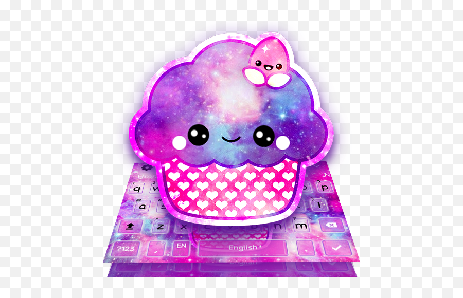 Tasty Cupcake Galaxy Keyboard Theme - Cartoon Pink Cute Cupcakes Emoji,Muffin Emoji