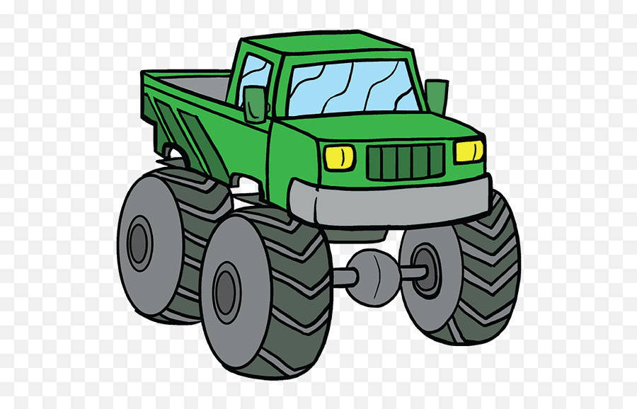 Monster Truck In A Few Easy Steps - Cartoon Monster Truck Drawing Emoji,Monster Truck Emoji